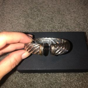 Sculpted Cable Bracelet with an accent of 18K Gold, 15mm